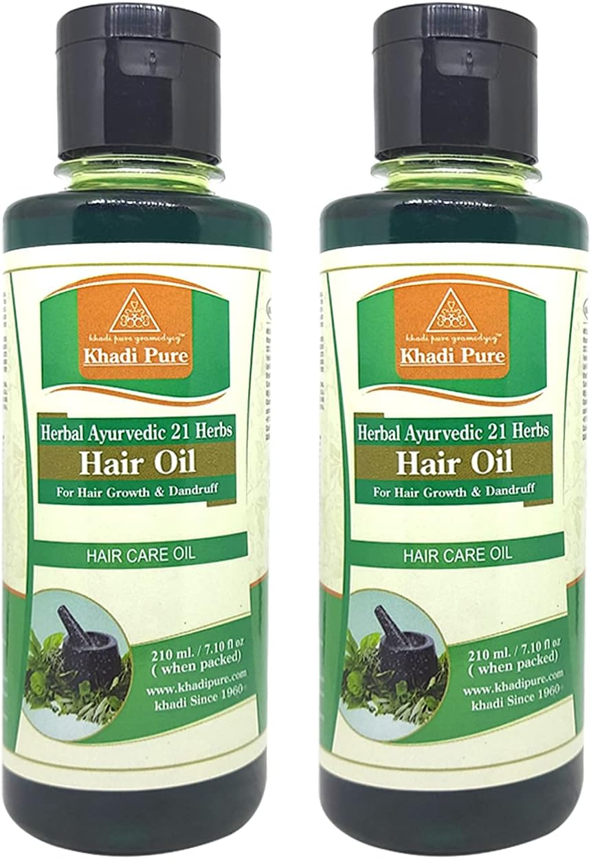 Khadi Pure Herbal Ayurvedic 21 Herbs Hair Oil - Pack of 2 (420Ml)