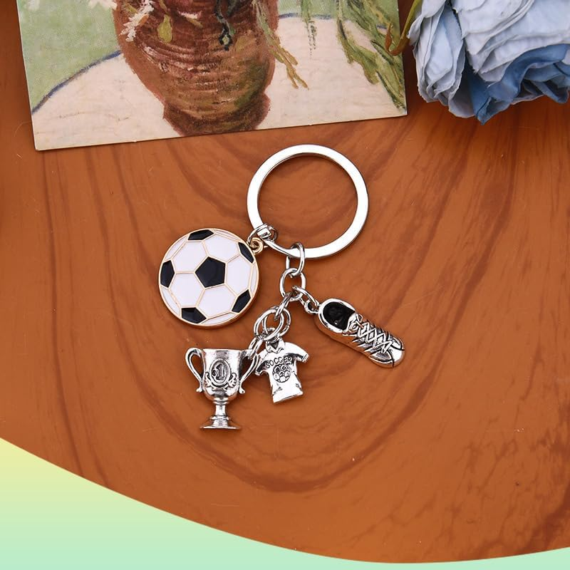 Soccer Player Birthday Gifts for Nephew Son Soccer Keychain for Boys Grandson Football Players Graudation Gifts for Students Team Football Keychains for Men Coach Trainer Car Keychain for Keys Wallet image number 3