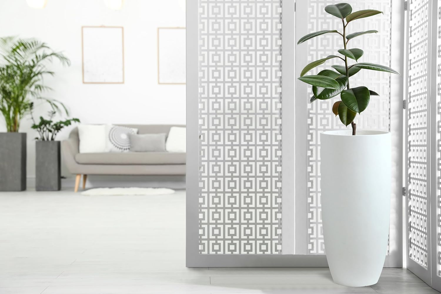 Olly & Rose Matt White Tall Planter - Fibre Planter 65Cm Height 30Cm Diameter image number 4