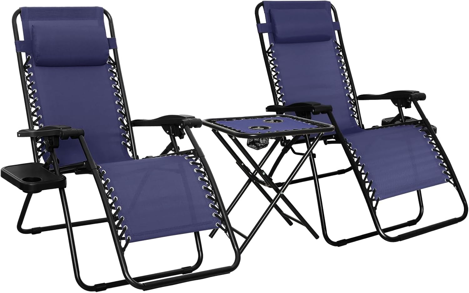 Amazonbasics Zero Gravity Chair with Side Table, Set of 2, Black