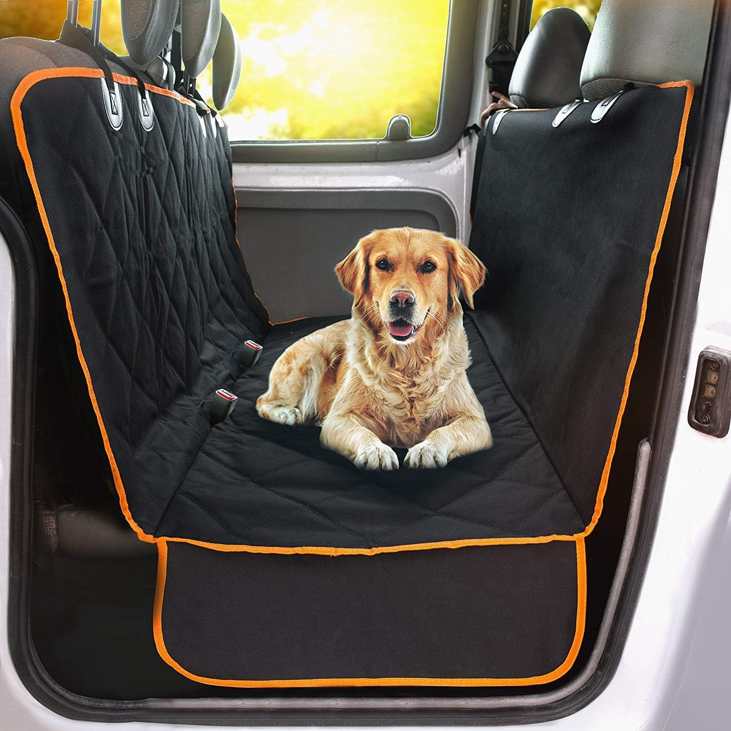 Dog Car Seat Cover for Back Seat for Cars & Suvs - Durable Pet Car Seat Cover Backseat Protector, Nonslip Dog Hammock for Car, Waterproof Scratchproof Rear Seat Cover against Dirt, Fur, W/Side Flaps