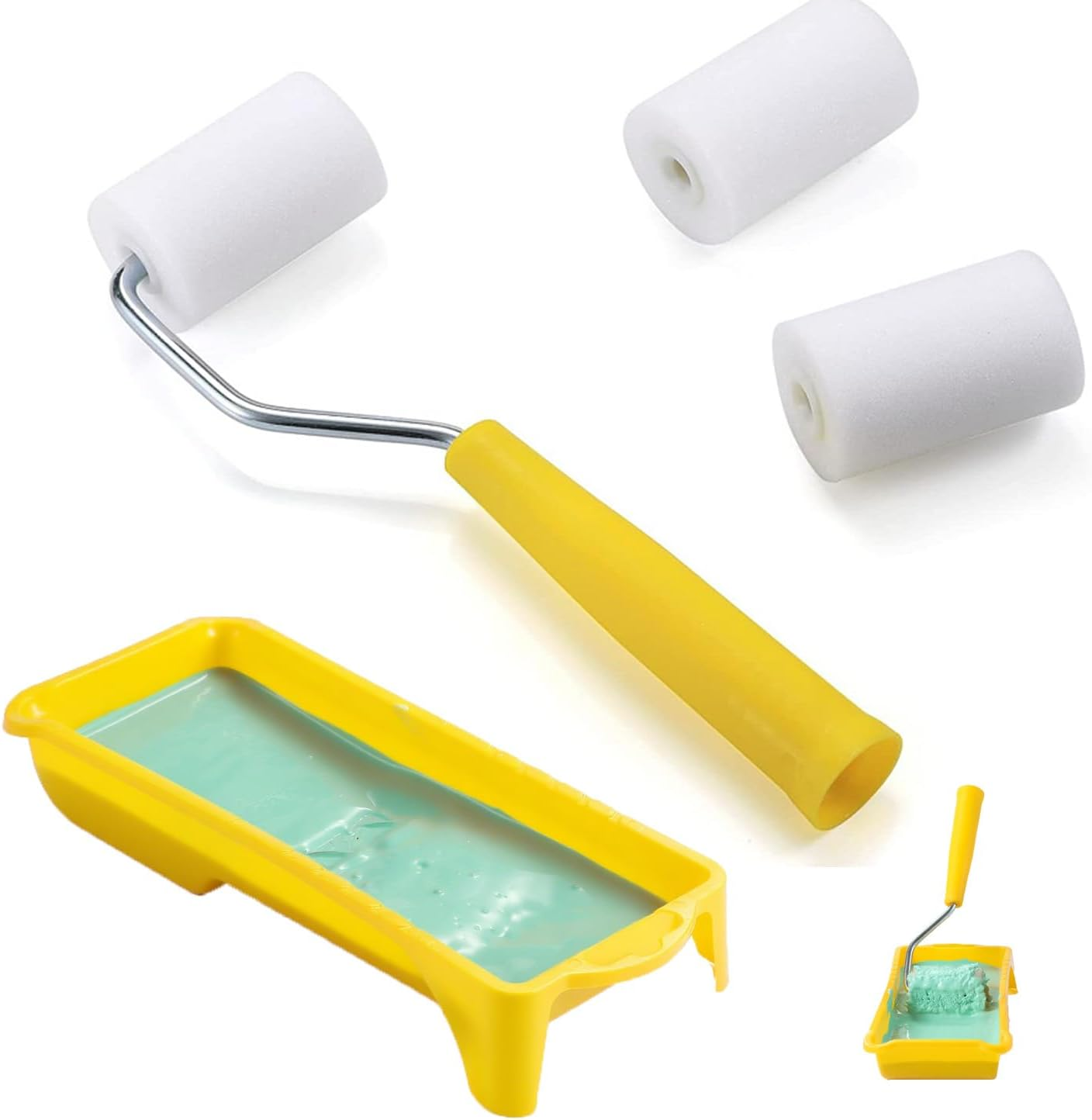 2 Inch Small Paint Roller Set,8 Piece Foam Paint Roller Kit,For Touch-Up Painting,Washable and Reusable Mini Rollers,Suitable for Walls,Doors, Cabinets,And Balcony Railings image number 5