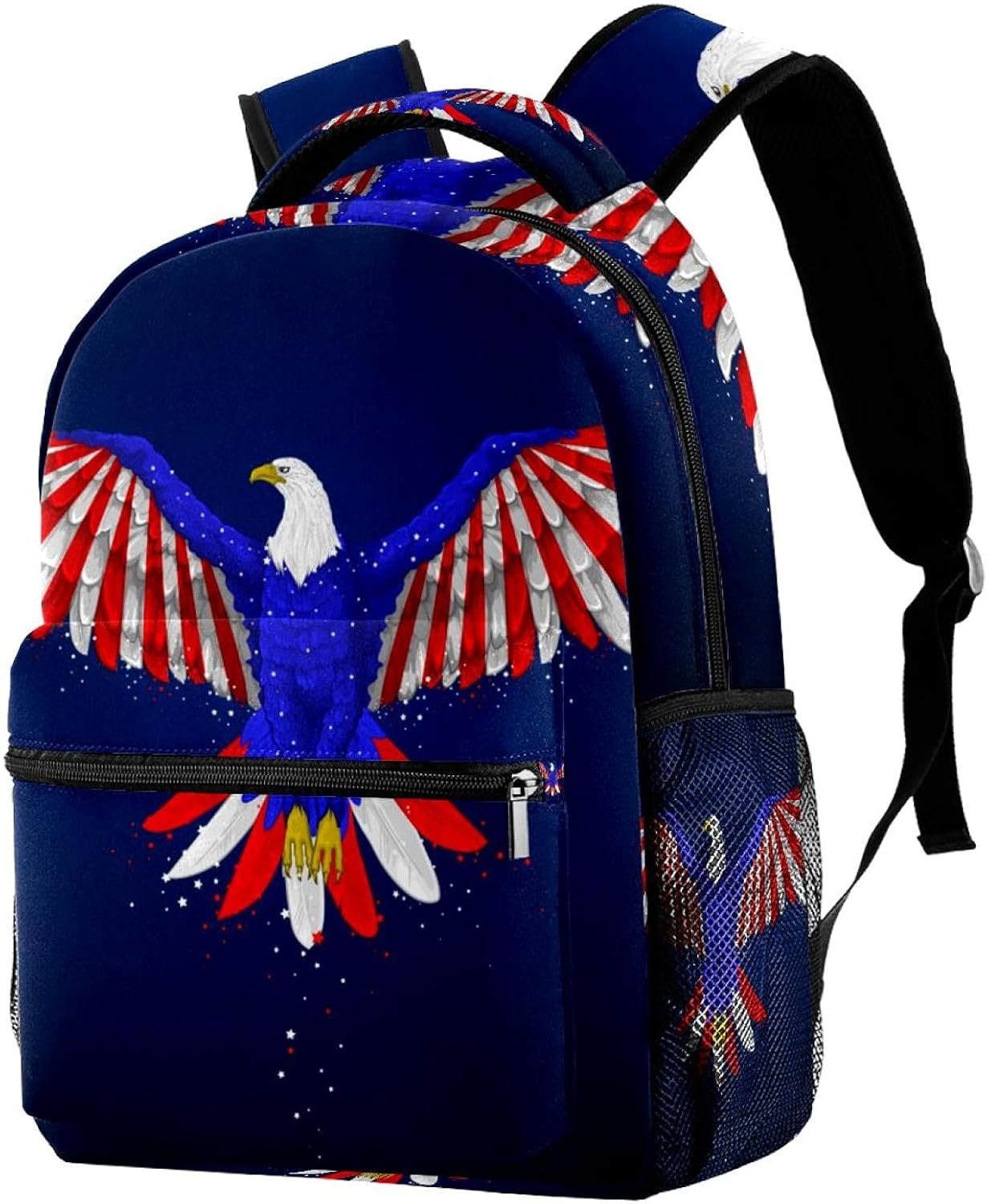 Illustration of Eagle with American Flag Backpack Students Shoulder Bags Travel Bag College School Tote Backpacks image number 3