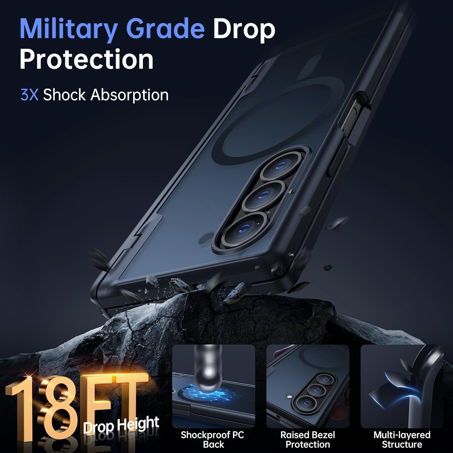 MOBOSI Magnetic for Z Fold 7 Case with Screen Protector, Compatible with Magsafe, Full-Body Coverage Hinge Protection, Shockproof Rugged Slim Phone Case for Samsung Galaxy Z Fold7, Privacy Black