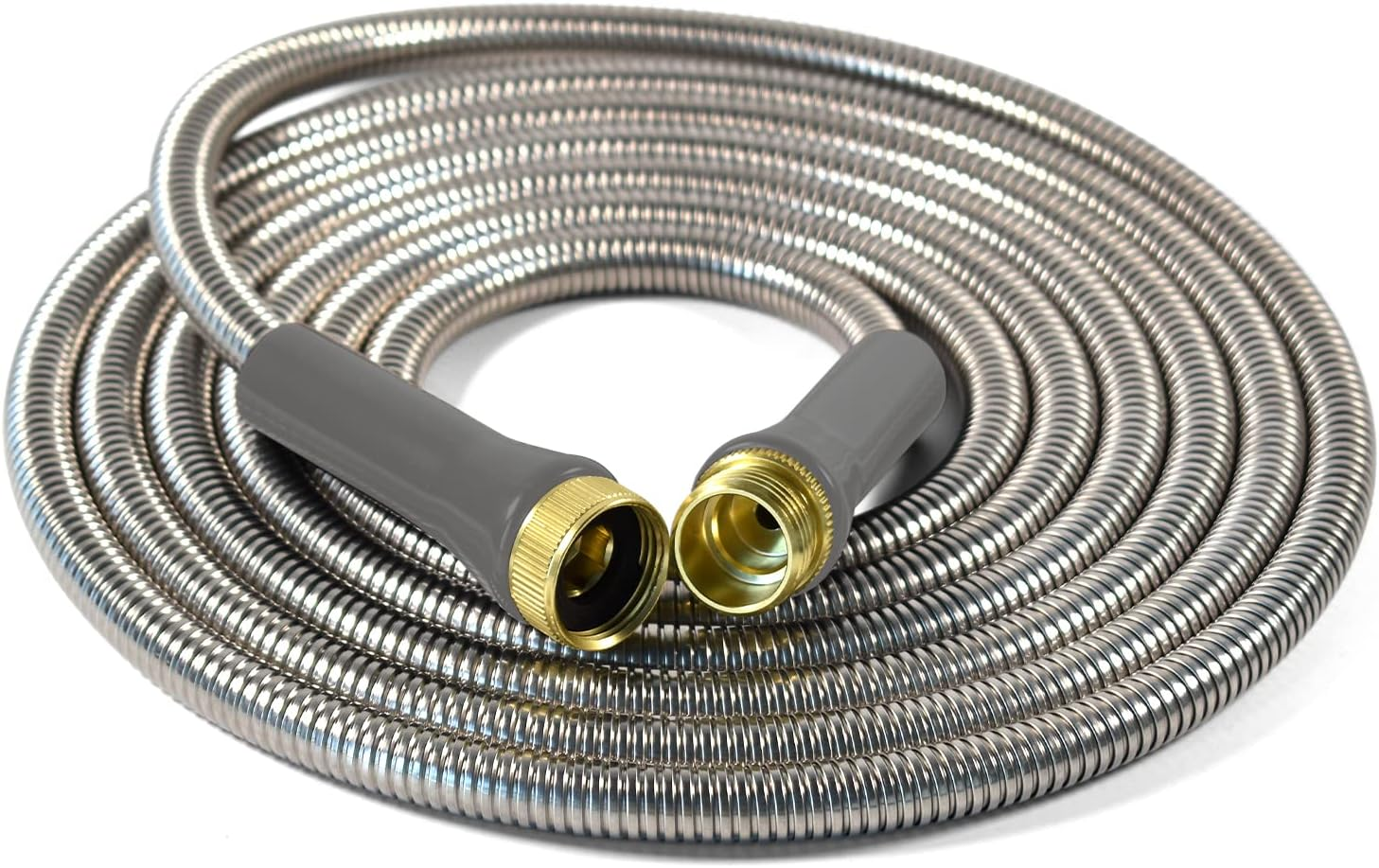Short Stainless Steel Garden Hose 15 Ft &ndash; Lightweight Flexible Metal Garden Hose - Thorn Proof Steel Metal Water Hose with Solid Fittings for Garden, Outdoor (15Ft) image number 1