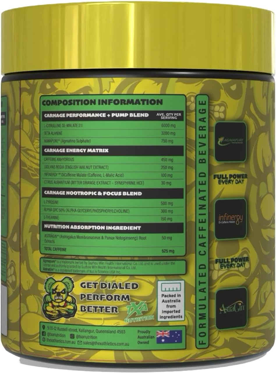 The X Athletics Dialed Carnage Pre Workout, Pineapple Express, 25 Serves image number 2