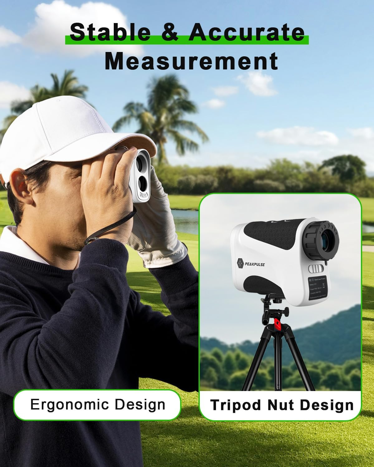 PEAKPULSE Golf Range Finder Accessories Rangefinder Gifts for Men Golfing Equipment Distance Finders with Slope Flag Pole Locking Vibration Fast Focus System image number 4