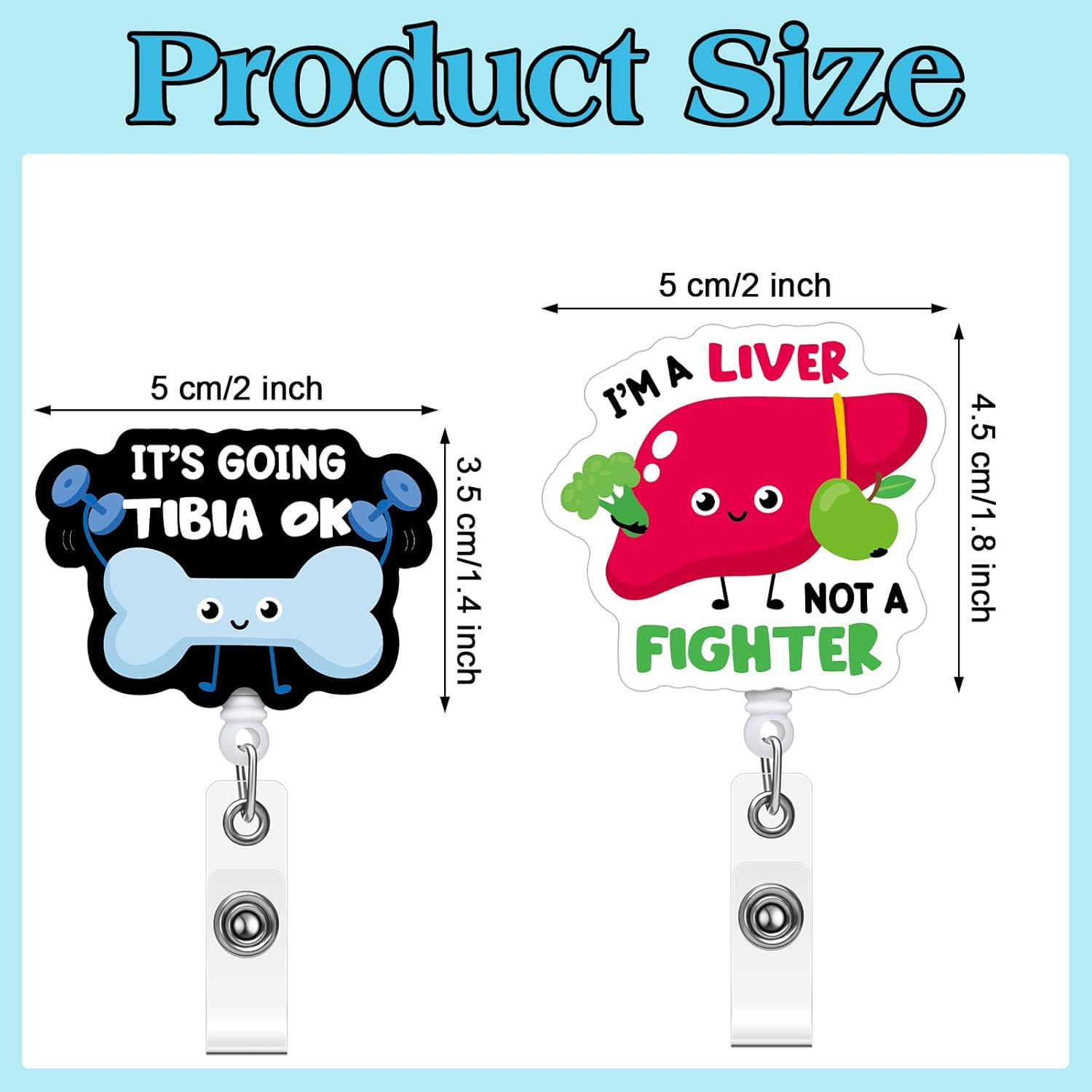 Dunzoom 12 Pcs Funny Badge Reels Cute Nurse Badge Holders Bulk Retractable Name ID Clips for Doctor Nurses Women Men Office Gift Supplies image number 2