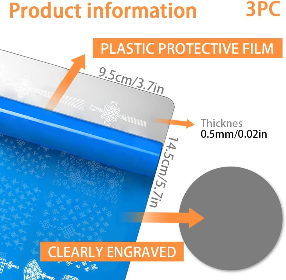 PH Pandahall 3Pcs Chinese Knot Nail Stamp Plate Chinese Style Manicures Art Template Window Lattice Pattern Nail Image Plate Stainless Steel Nails Stamper for Women DIY Manicures Salon Decoration image number 1