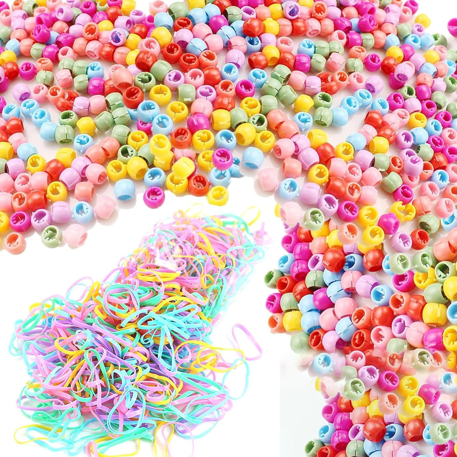 Mini Hair Clips Set of 100 with 500 Hair Bobbles, Multicoloured, 8 Mm X 10 Mm, Plastic Hair Clips for Children image number 1