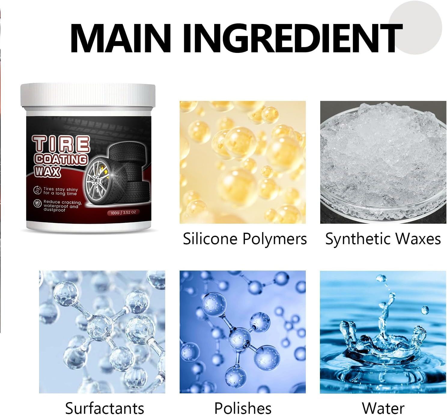 Glart Tyre Gloss Paste Car Tyre Care for Mats, Silk Gloss, 100 G, 1 Piece, Car Tyre Maintenance Decontamination, Bright and Durable Rust Cleaner image number 3