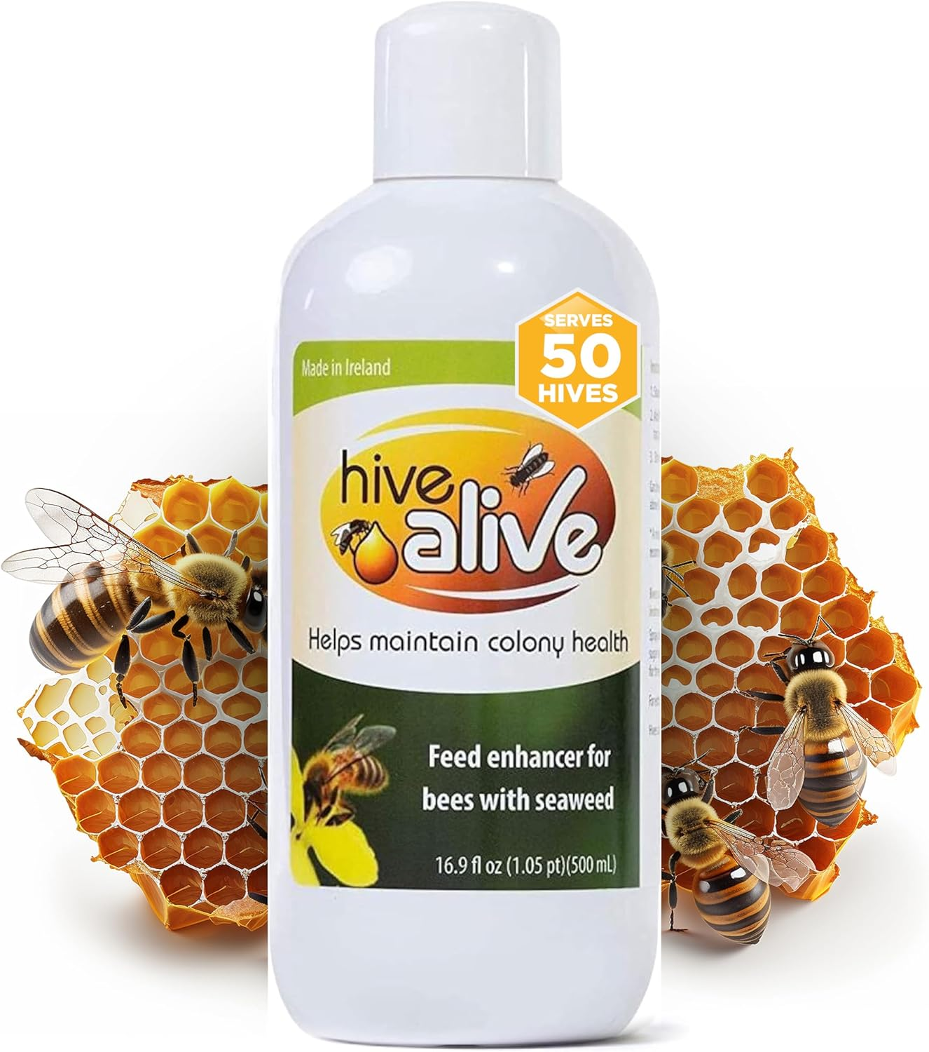 HIVE ALIVE Bee Food Supplement - Natural Honey Bee Liquid Feed Enhancer - Organic Beekeeping Fall Spring Feeding &ndash; Lowers Winter Mortality, Boosts Gut Health, Colony Size (500 Ml, 50 Hives) image number 2