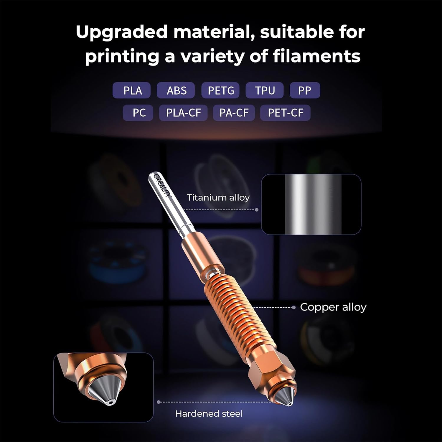 K1C Nozzles 0.4Mm, 0.6Mm, 0.8Mm 4PCS, Unicorn Quick-Swap 3D Printer Nozzle Kit, Ender 3 V3 Nozzles Copper Alloy and Hardened Steel Nozzle for K1C, Ender 3 V3, Ender 3 V3 plus 3D Printers image number 1