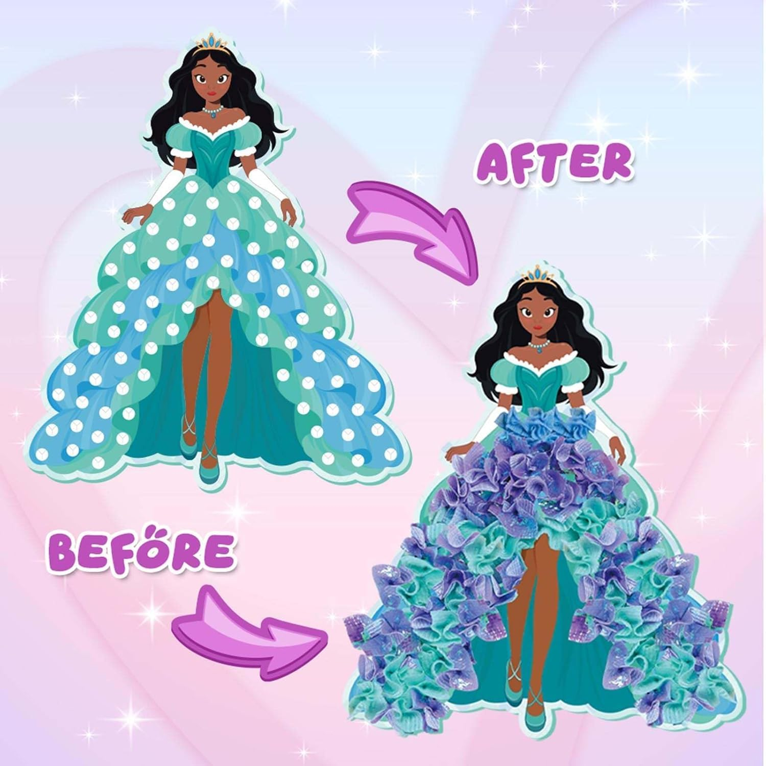 Poke Art Kits for Girls - Arts and Crafts for Kids 4-8 - 4 5 6 7 8 Year Old Girl Birthday Gifts - Princess Dress-Up DIY Creative Activity Toys image number 6