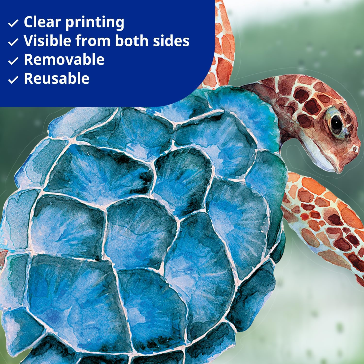 DECOWALL CDS9-9004 under the Sea Window Cling Stickers Ocean Fish Turtle Jellyfish Reuseble Waterproof for Kids School Playroom Nursery Bathroom Home Living Room D&eacute;cor - Double Sided Print image number 2