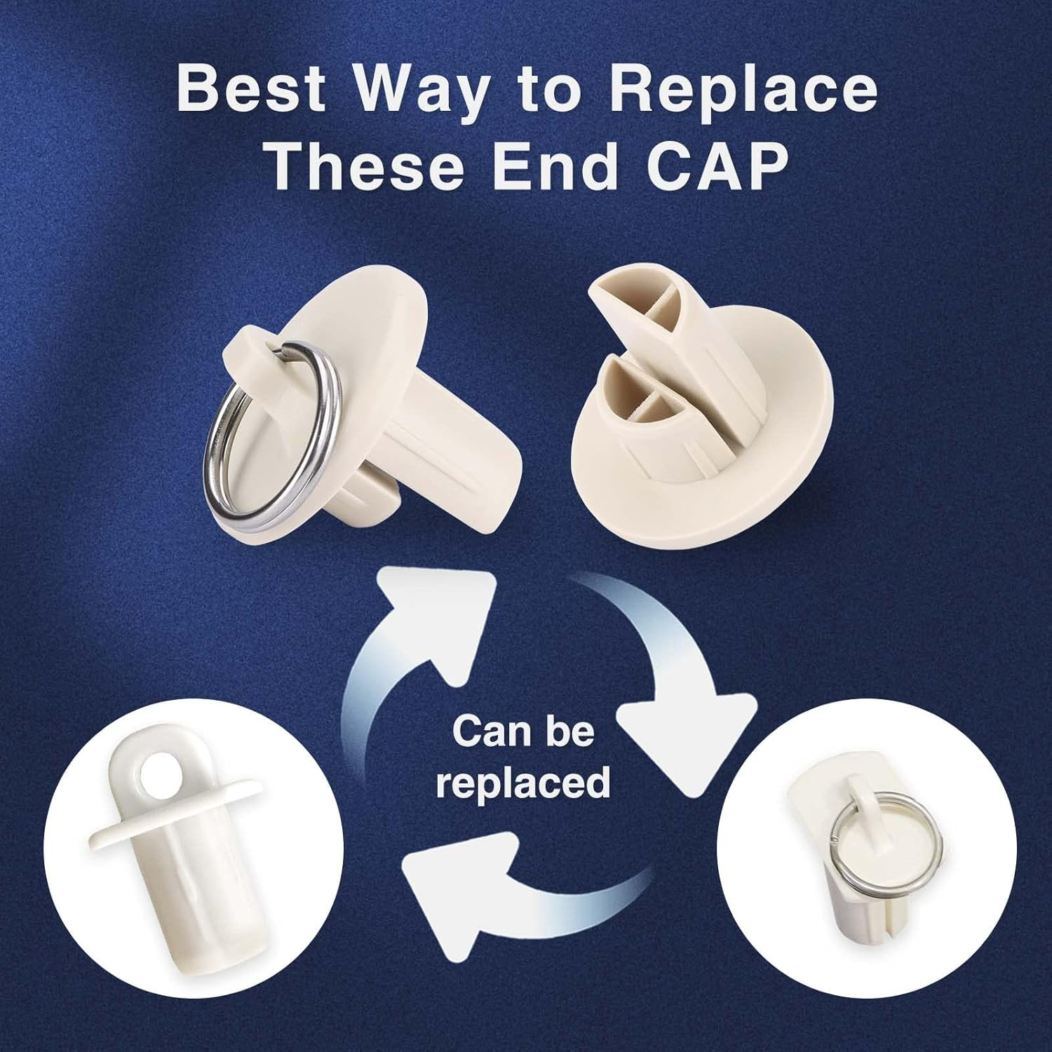 Outdoor Blinds Replacement Parts End Cap with Ring,Double Strength Enhancement,Weather Resistance,Compatible with Coolaroo Exterior Roller Shade(Sand,2 Pcs) image number 4