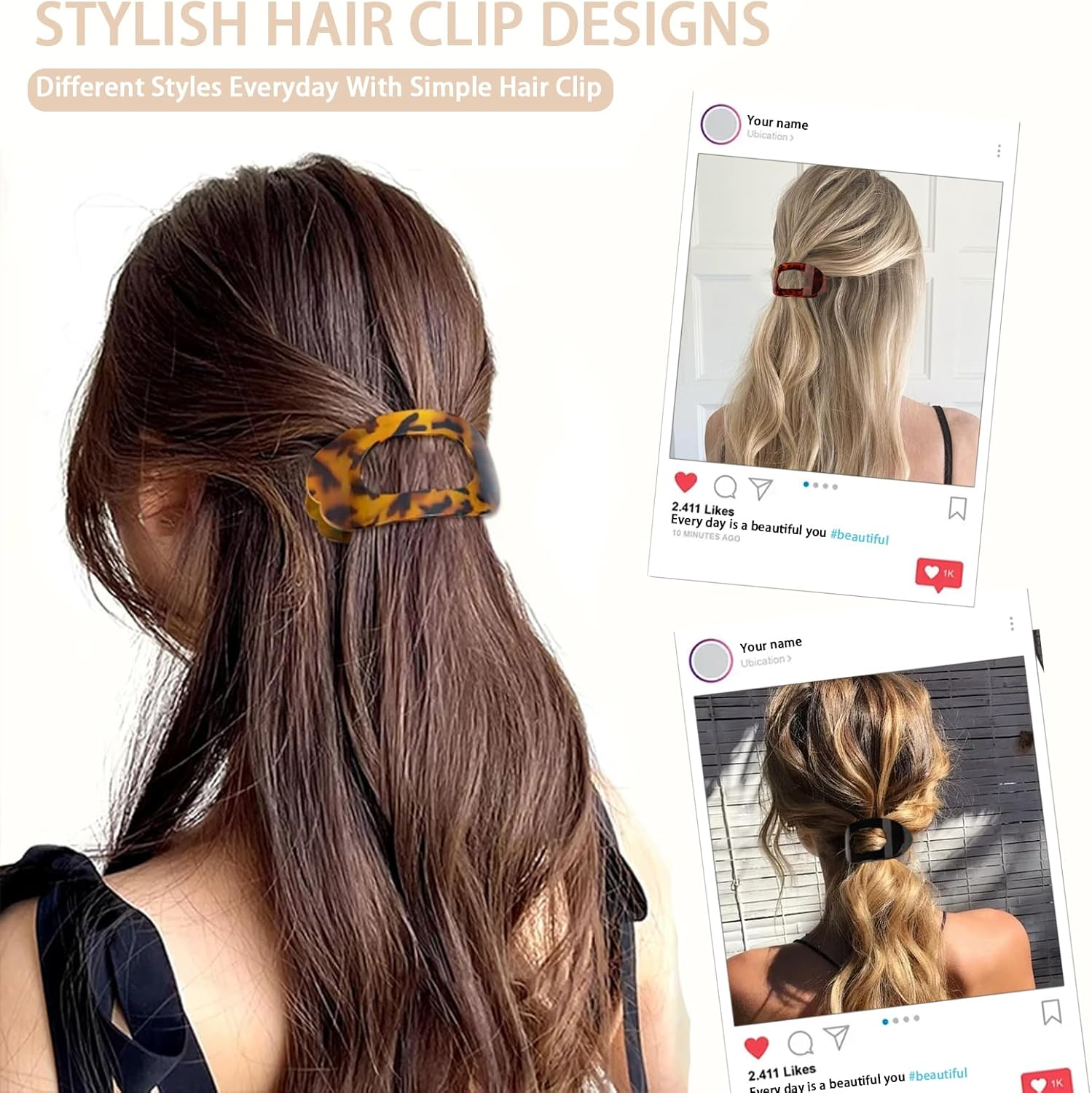 4-Pack of Flat Hair Clips for Women, Strong Fixation, Suitable for Women and Girls, Suitable for Thin and Thick Hair, Daily Use, Curved Design Hair Clips for Lying down and Driving image number 5