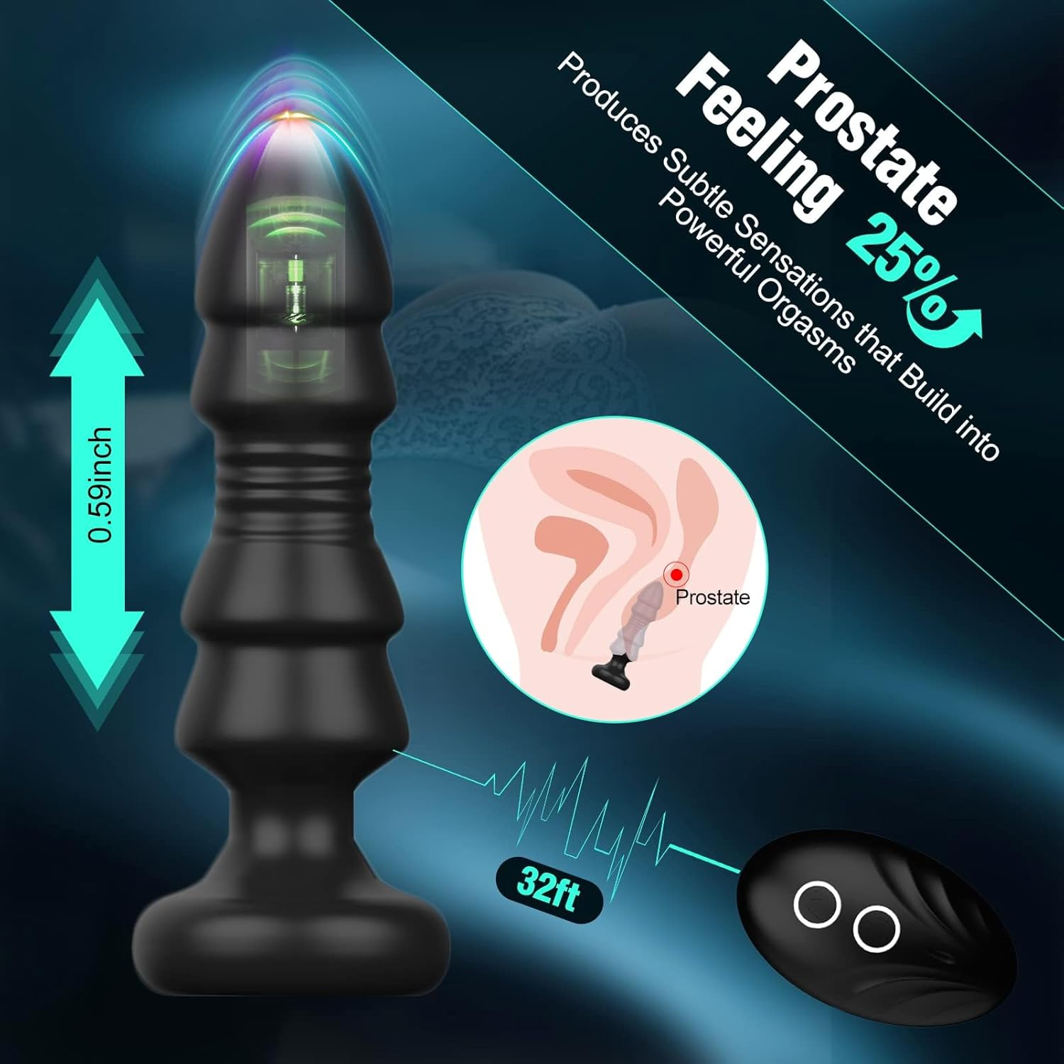 2 in 1 Thrusting Male Vibrator Sex Toy, Remote Control Vibrating Adult Anal Sex Toys Butt Plug, Anal Beads with 5 Vibrating & Thrusting Dildo Prostate Massager for Men Women and Couples image number 2
