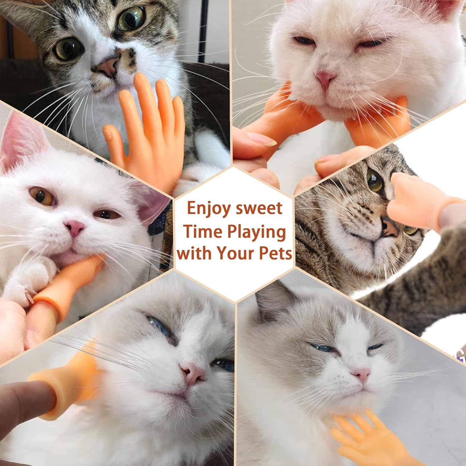 6PCS Tiny Hands for Cats, Funny Little Hands for Cats, Rubber Finger Puppets for Cat Paws, Little Hands for Fingers, Stretchable Mini Hands for Cats, Cat Interactive Toy image number 5
