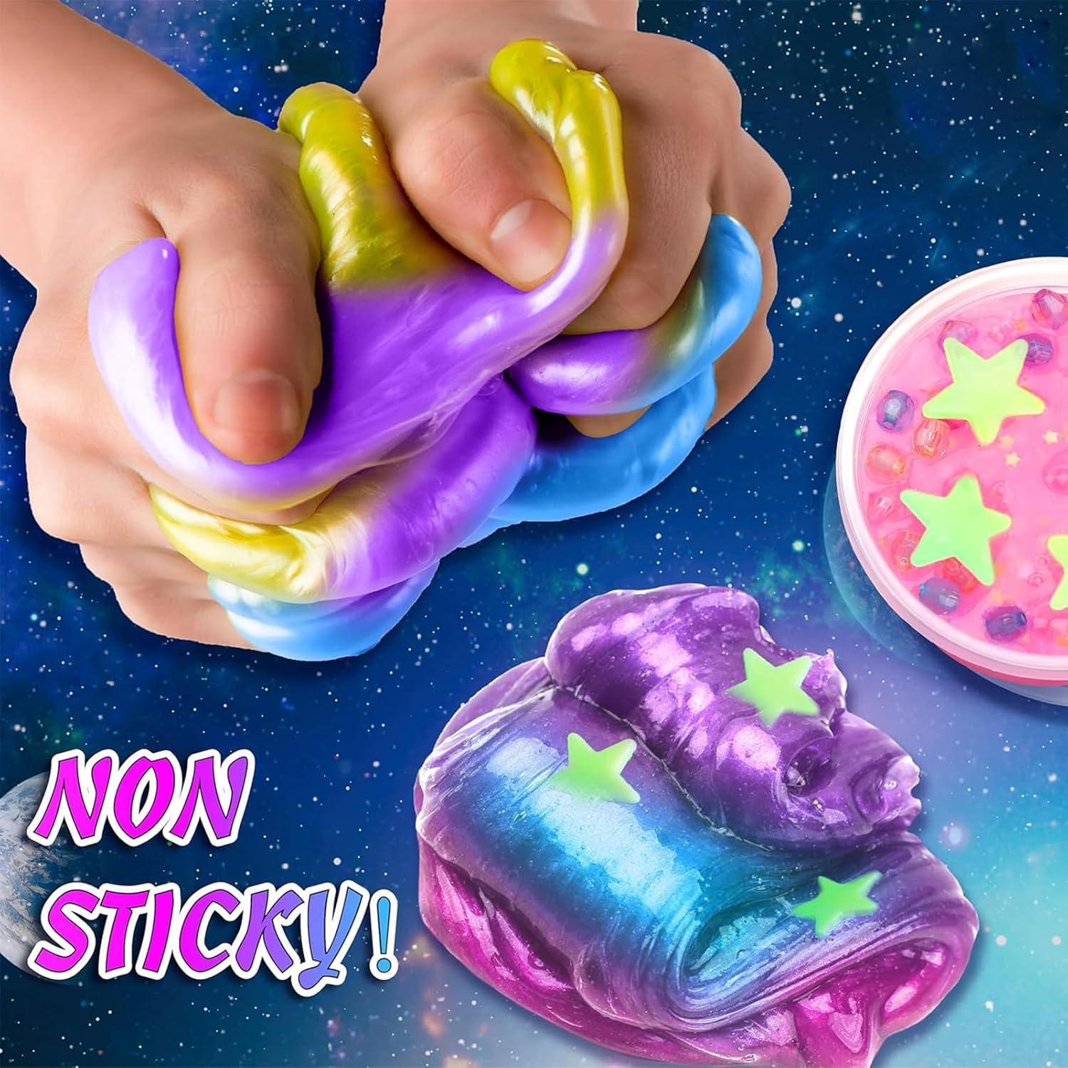 Toy Galaxy Slime Kit for Boys Girls 6-12 Years Old, Glimmer Crunchy Slime, Foam Slime,Butter Slime, Stress Relief Toys, Party Favors for Kids, Fun Idea for Christmas & Easter image number 3