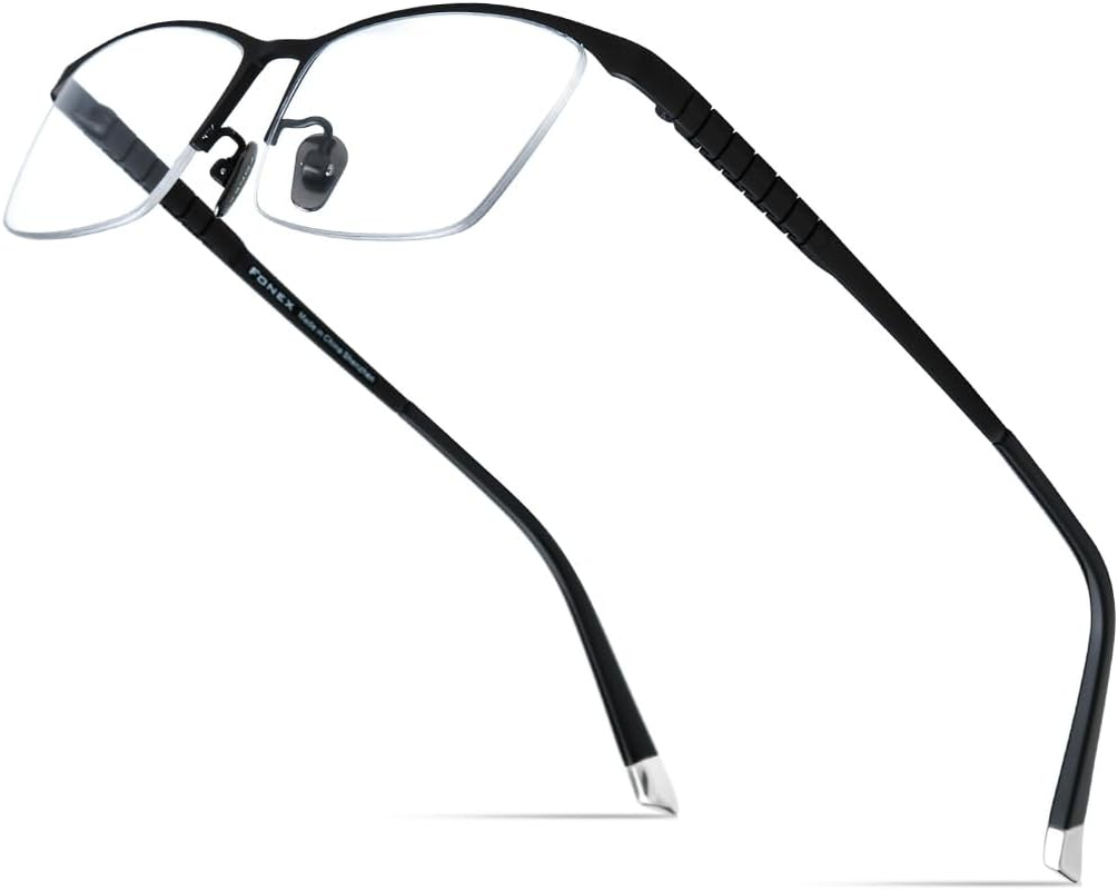 FONEX Titanium Glasses Frame for Men,Square Eyewear Full Optical Eyeglasses F85641