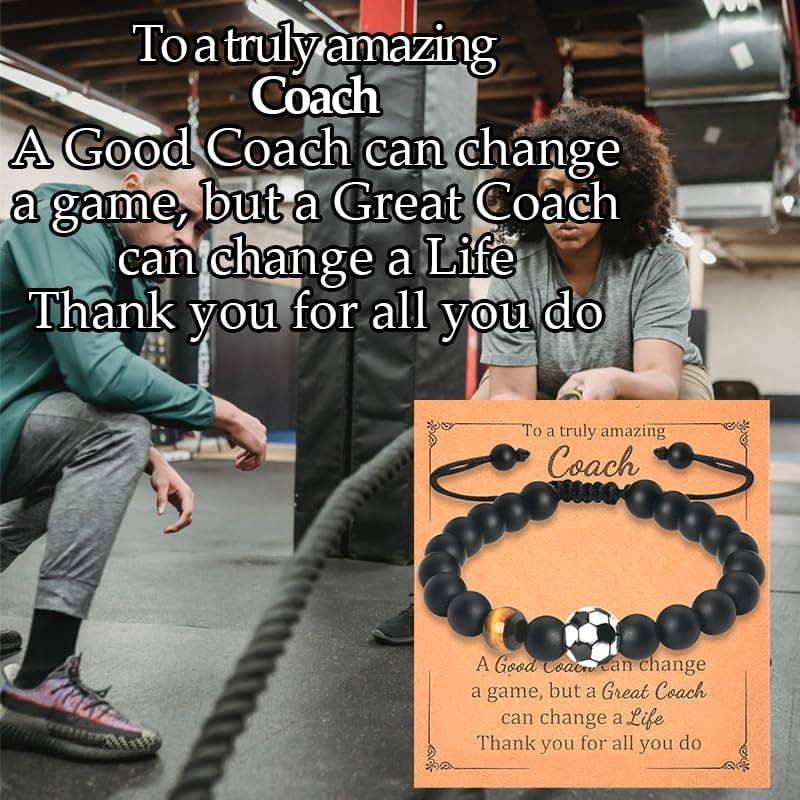 Soccer Coach Bracelet Gifts for Christmas Birthday Graduation Thank You Soccer Coach Gifts for Men Women Appreciation Gifts for Soccer Coaches Male Female Team Soccer Bead Bracelet Adjustable image number 4