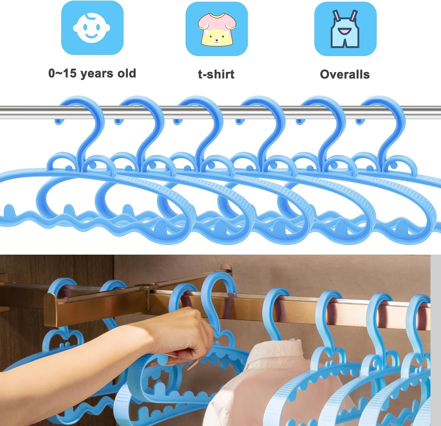 Li&Zhao Baby Clothes Hangers Plastic - 20 PCS Wide Kids Hangers Toddler Hangers Shirt Hangers Infant Hangers Children Hangers Plastic Hangers 20 Pack for Pants Coats Skirts Clothing image number 4