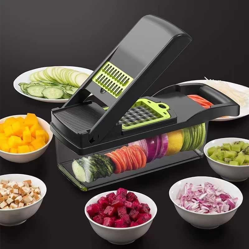 Happy Daze Living 15-In-1 Vegetable Chopper and Slicer, Kitchen Food Dicer with Container, Spiralizer for Tomato and Fruit Premium Vegetable Chopper and Food Processor - Versatile Mandoline Slicer.