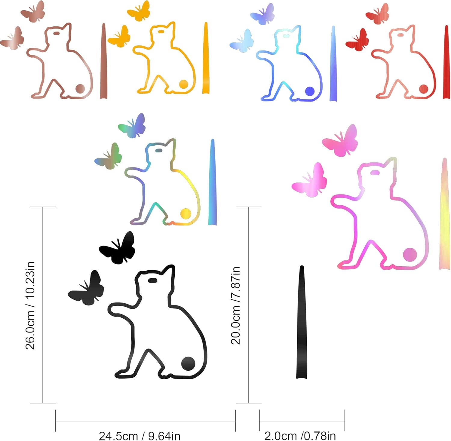 Cute Dog and Cat Rear Wiper Sticker, Nouiroy Funny Puppy and Kitten Waving Tail Decal Stickers Car Rear Window Docoration 3D Art Decal Back Windshield Vinyl Sticker for SUV Rear Wiper (Cat Butterfly Colorful)