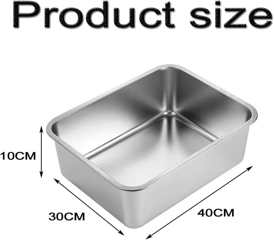 Stainless Steel Cat Litter Box,15.8 X 11.8 X 3.94 in Metal High-Sided Litter Pan, Non-Stick & Odor-Free, Easy to Clean Indoor Pet Toilet for Cats, Kittens & Rabbits image number 3