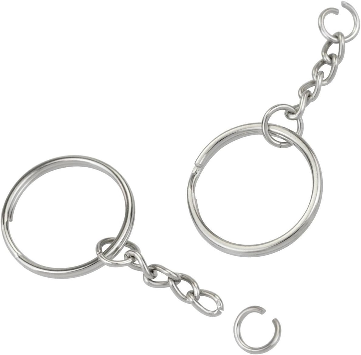 100Pcs Metal Split Key Chain Rings with Chain Silver Key Ring and Open Jump Rings Bulk for Crafts DIY (1"/25Mm) image number 6