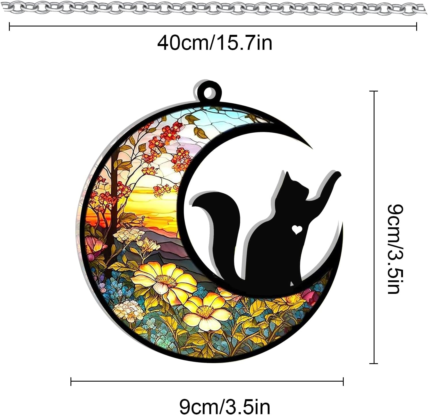 SZXYCZL Moonshaped Acrylic Window Pendant Cat Memorial Gifts for Loss of Cat Memorial Ornament Loss of Pet Sympathy Gift-At Dusk - Cat image number 2