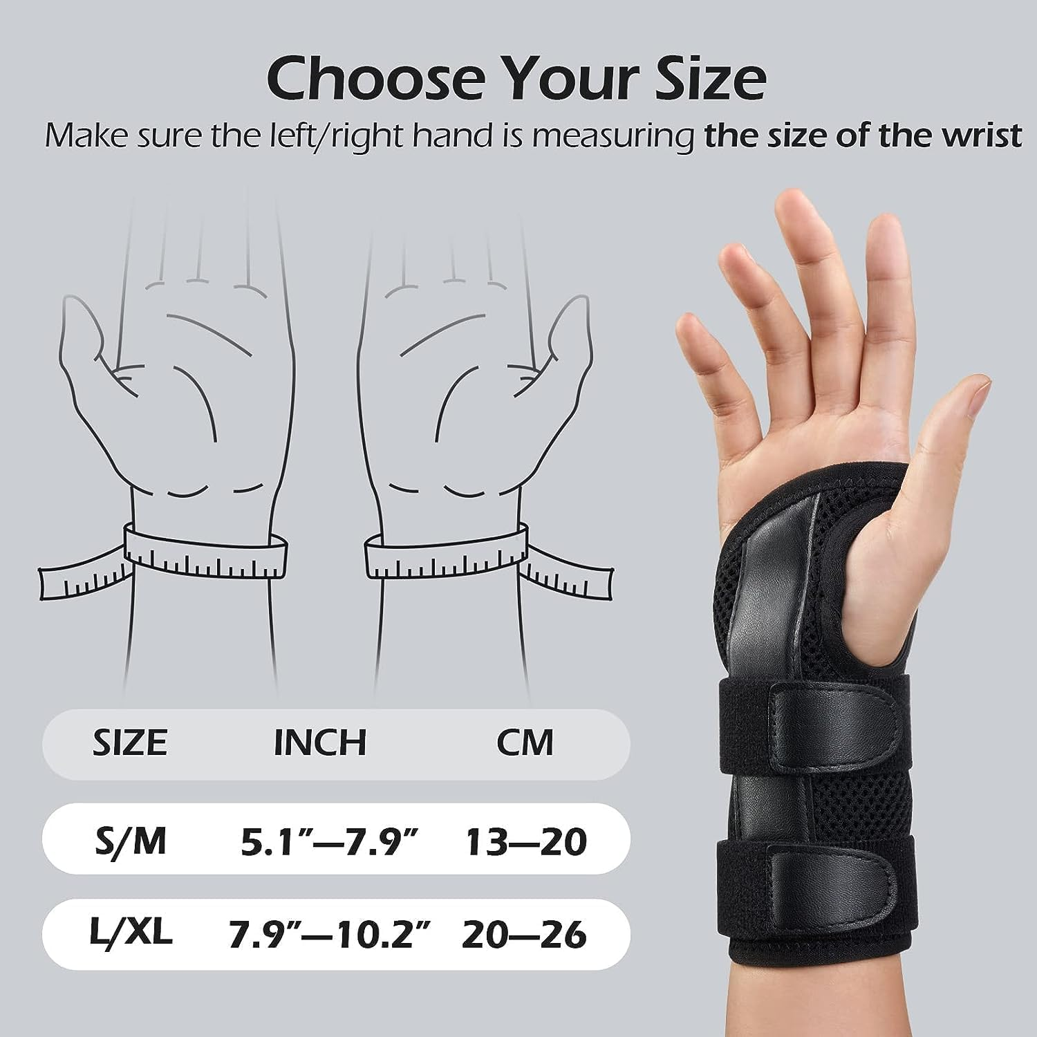 Carpal Tunnel Wrist Support, Premium Wrist Brace, Carpal Tunnel Relief Wrist Brace, Wrist Splint Support with Splints, Strongest Wrist Support Splint, Adjustable Wrist Brace with 3 Supports (Right, L) - Left image number 6