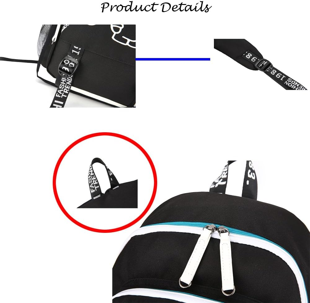 Soccer V-Inicius Multifunction Sport Backpack Travel Laptop Football Fans Bag for Men Women - Black Lines - 1 image number 7