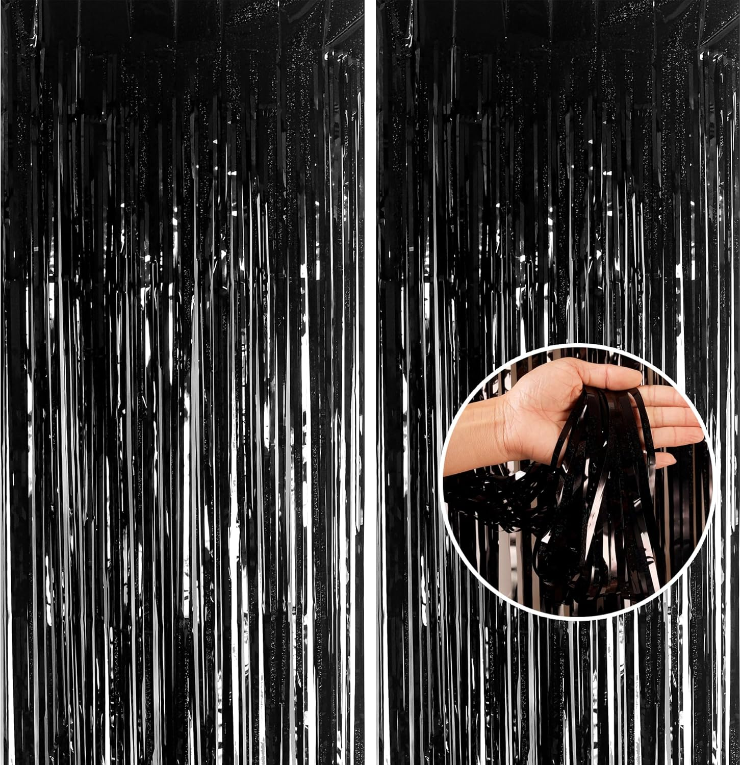 2Pcs 3.2 X 8.3Ft Glitter Red Tinsel Foil Fringe Curtain Door Tinsel Curtain Streamers Party Curtain Photo Banner Decorations for Birthday School Graduation Hen Christmas Party Decorations Red