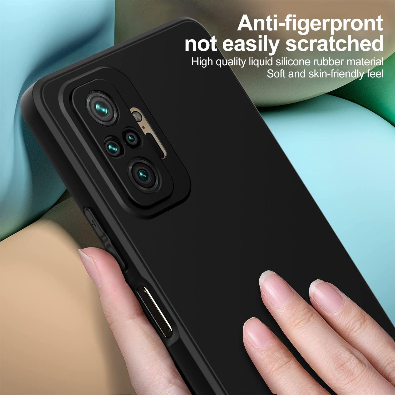 Oureidoo Case Compatible with Xiaomi Redmi Note 10 Pro, with 3 Pieces Tempered Glass Screen Protector, Mobile Phone Case for Xiaomi Redmi Note 10 Pro Silicone Rubberised Mobile Phone Case in Black image number 2