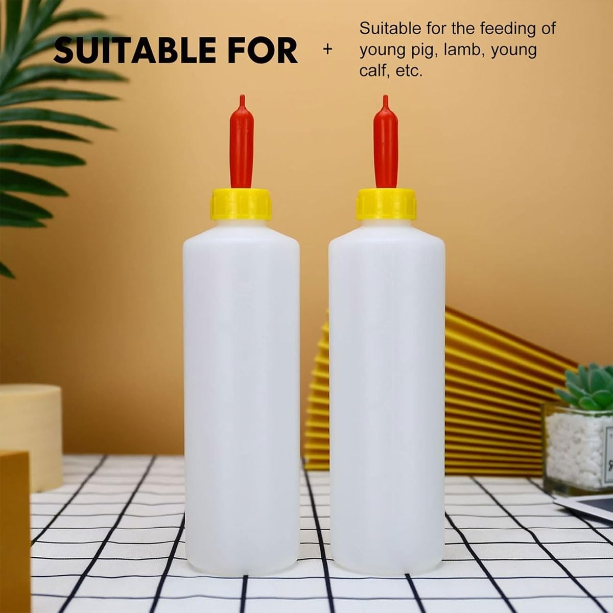 AIMALL 400Ml Animal Feeding Bottles with Soft Red Pacifiers, 20PCS Squeeze Plastic Milk Bottles for Lambs Calves Piglets Goats, 9.25In X 2.36In Easy Grip Feeder image number 3