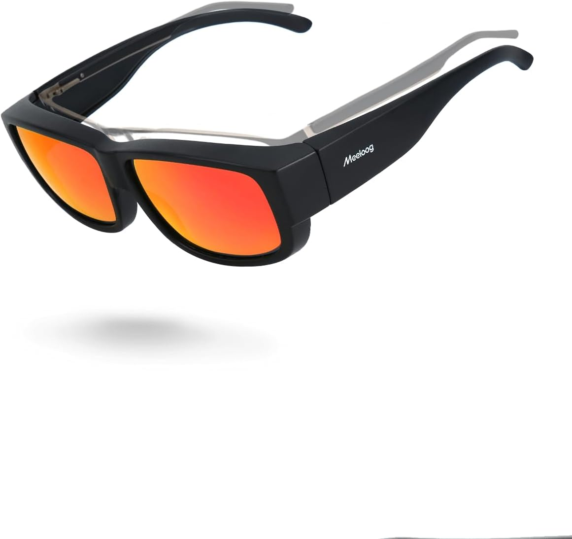 Meeloog Polarized Fit over Glasses Sunglasses for Men, Rectangle Wrap around Sun Glasses for Driving Riding Fishing MST0006