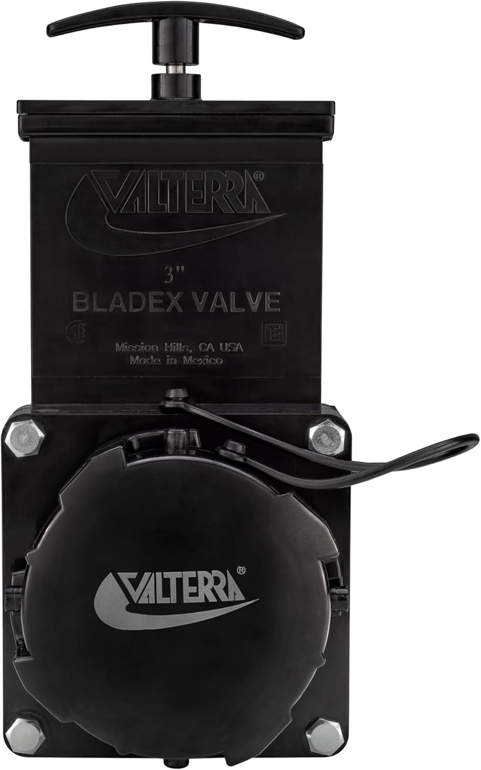 Valterra 3" RV Waste Dump Gate Valve W/Cap Black image number 2
