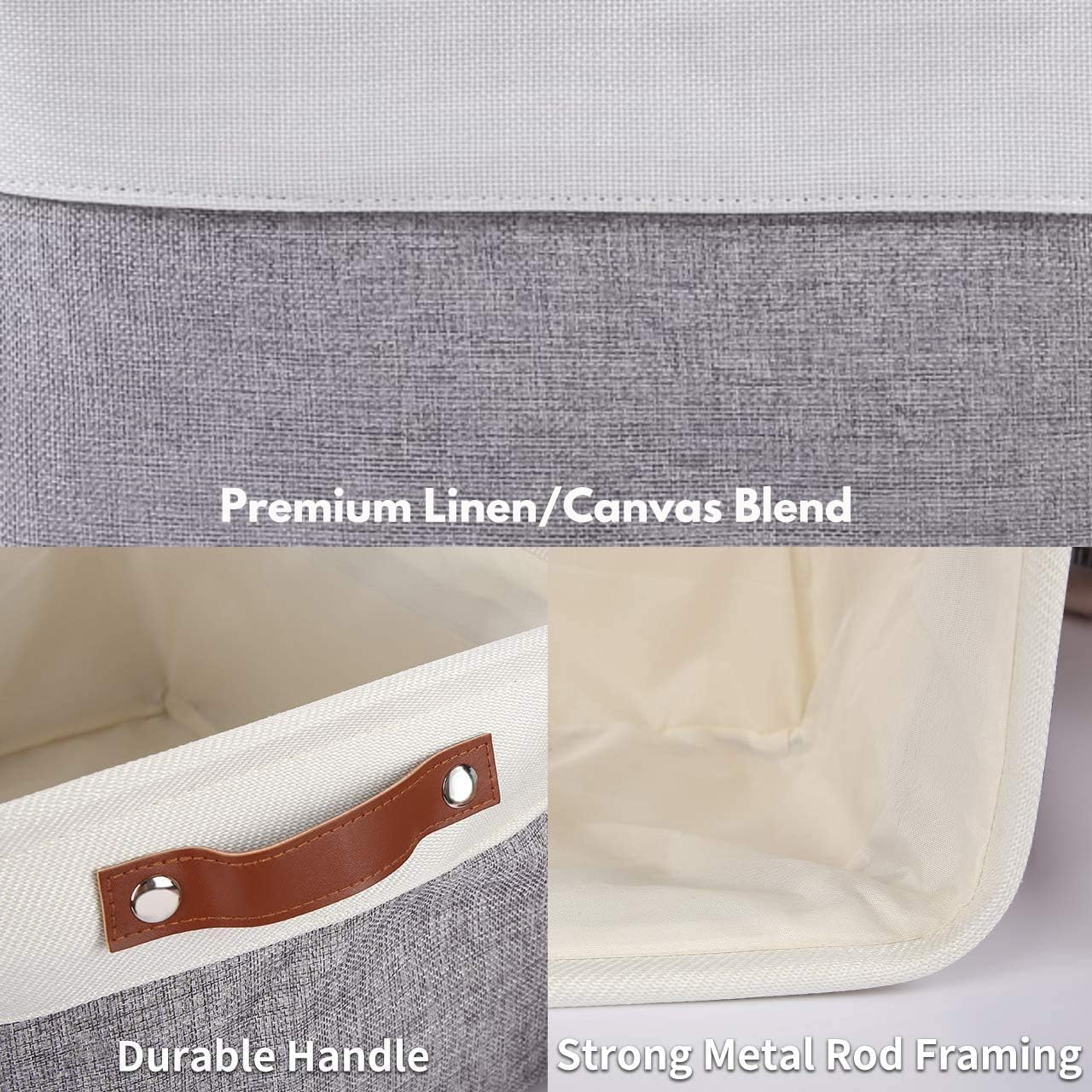 [3-Pack] Large Nursery Storage Baskets,H HOME-MART Foldable Storage Basket Storage Open Basket Bin Set (Small-3 Pack-31*21*16Cm) image number 4