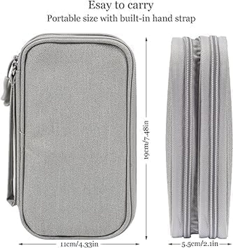 Electronics Accessories Cases, Travel Cable Organizer Pouch Bag, Portable Waterproof Double-Layer All-In-One Storage Bag, Charger&Usb Cable/Power Bank/Magic Mouse/Earphones (Grey) - Black image number 7