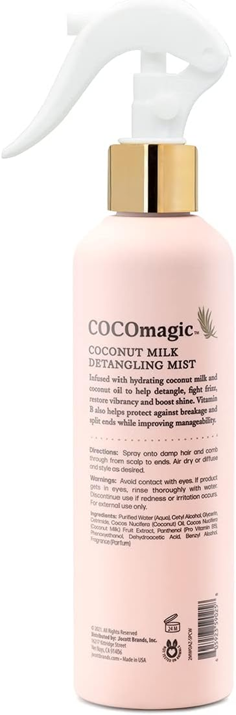 Cocomagic Coconut Milk Detangling Mist | Extra Moisturizing Leave-In Detangler | Restore Vibrancy and Boost Shine | Non-Greasy Formula | Paraben Free, Cruelty Free, Made in USA (8 Oz)