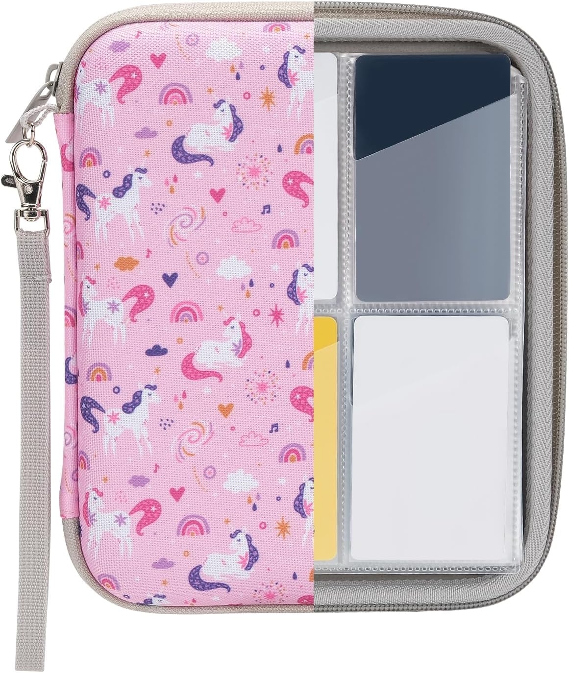 Card Storage Case Compatible with Yoto, 80 Pockets Case for Mini Audiobook Cards, Portable Yoto Card Holder with Zipper, Card Binder Holder with Sleeves for Travel(Pink-Unicorn) image number 1