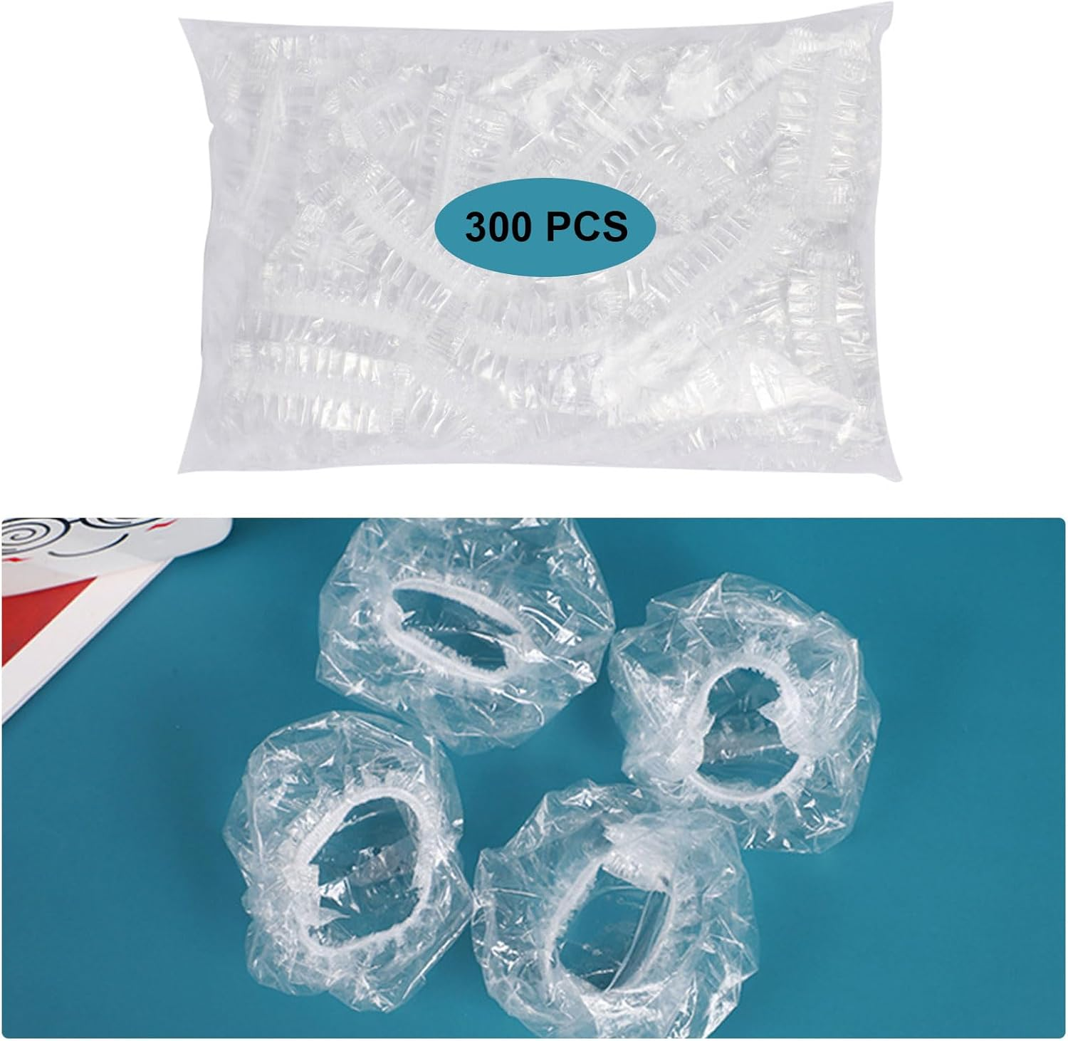 300 Pcs Clear Ear Protectors Plastic Elastic Waterproof Cap Earmuffs Ear Covers for Hair Dye Shower Bathing Home Use Hotel Hair Salon Spa Treatment (300 Pcs) image number 5