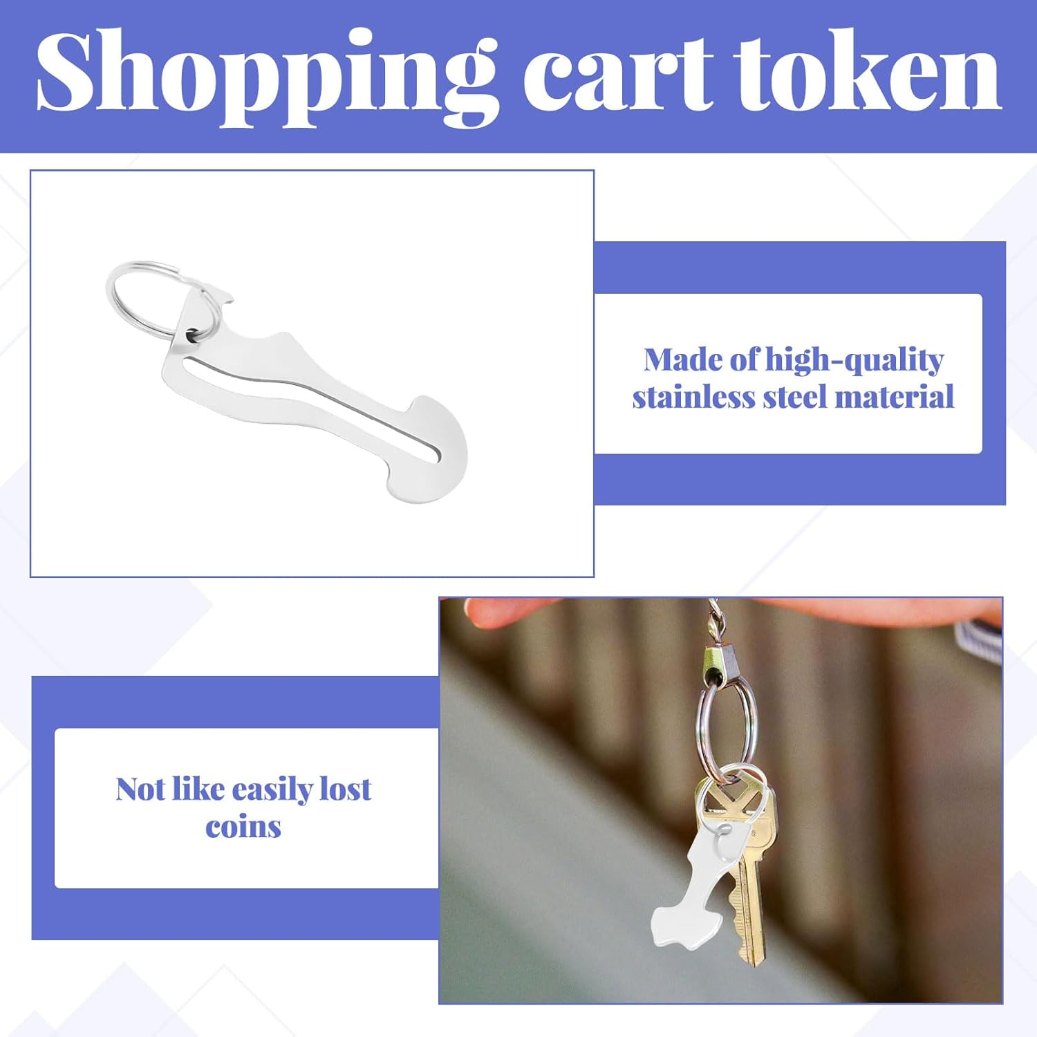 6 PCS Shopping Trolley Key Australia, Trolley Token, Shopping Trolleys Master Key, Stainless Steel Shopping Cart Remover for Supermarket Convenience Store Shopping Unlock Cart (3 Shapes) image number 1