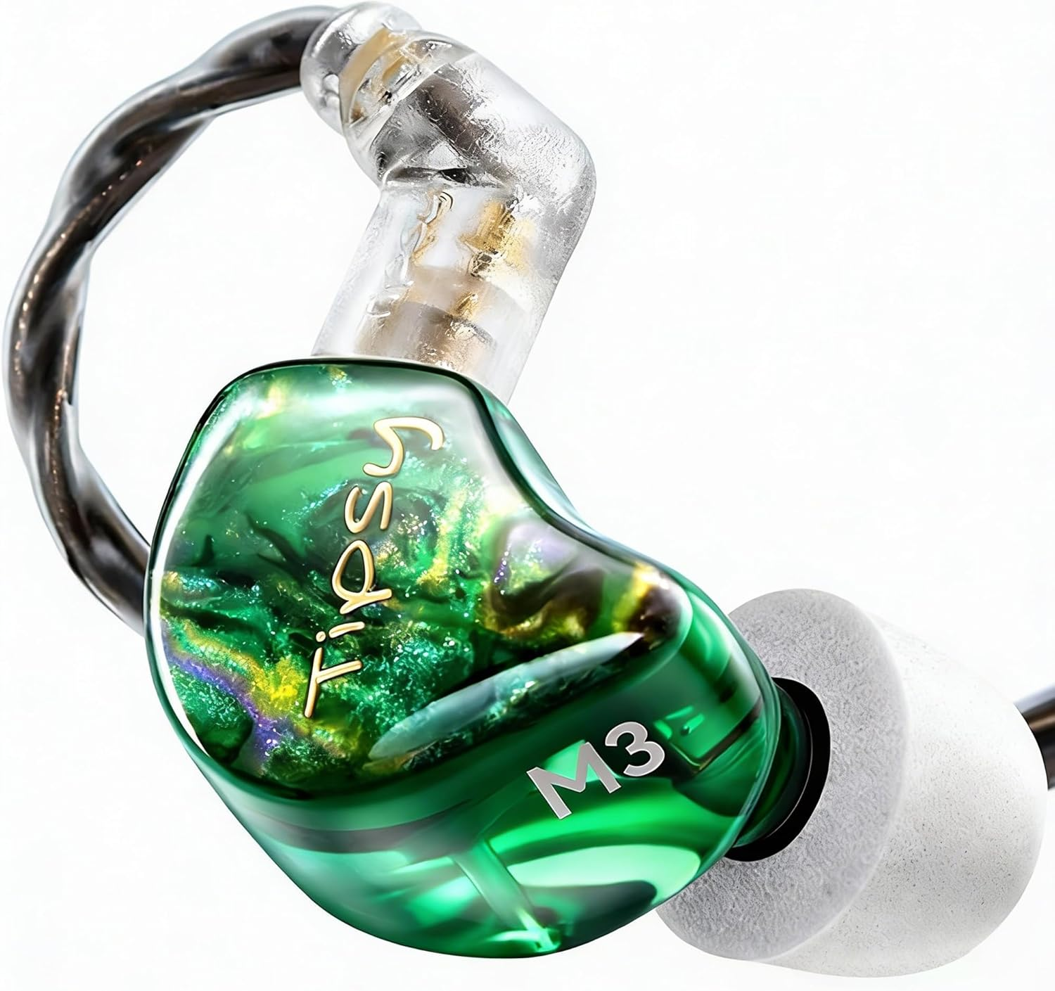 Tipsy M3 Professional IEM for Musicians, 2BA + 1DD Drivers, 36Db PNC, IPX5, Acoustic-Runway&trade; Technology, Skin-Friendly Resin, Detachable 0.78Mm 2-Pin Cable (No Mic, Green) image number 5