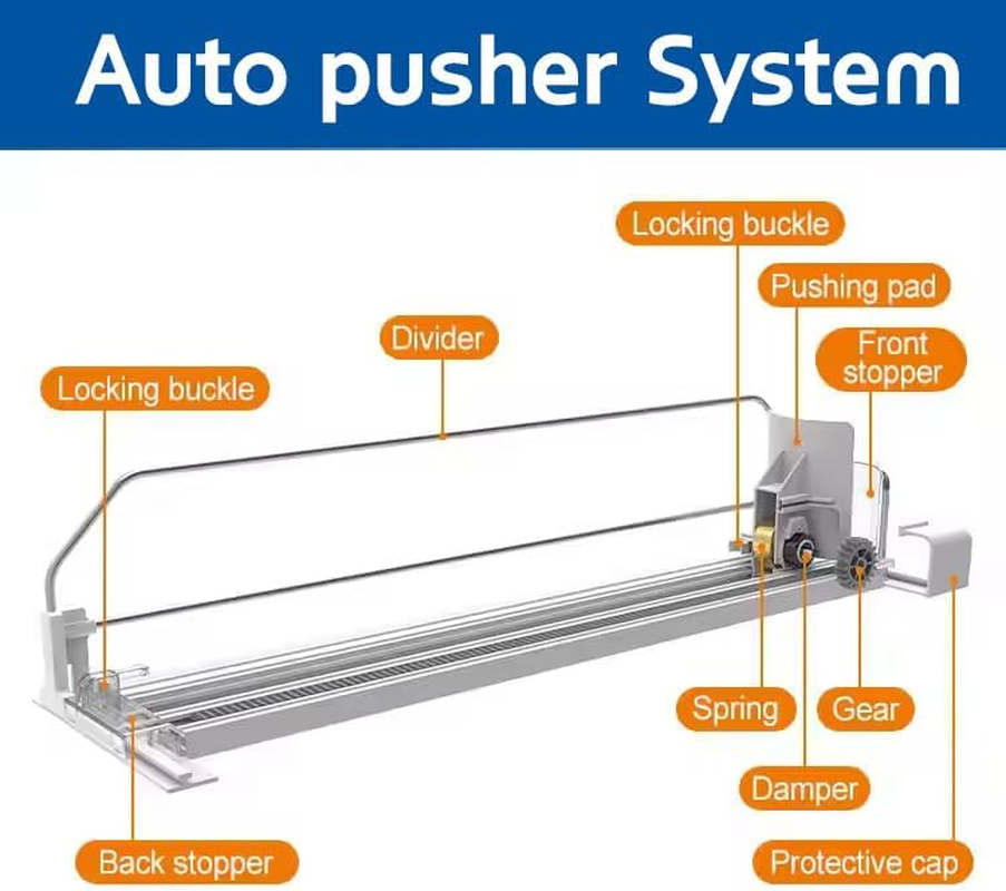 Automatic Drink Organizer for Fridge, Soda Can Dispenser with Adjustable Width, Self-Pushing Glide System, Holds up to 25 Cans, 5 Rows, White image number 4