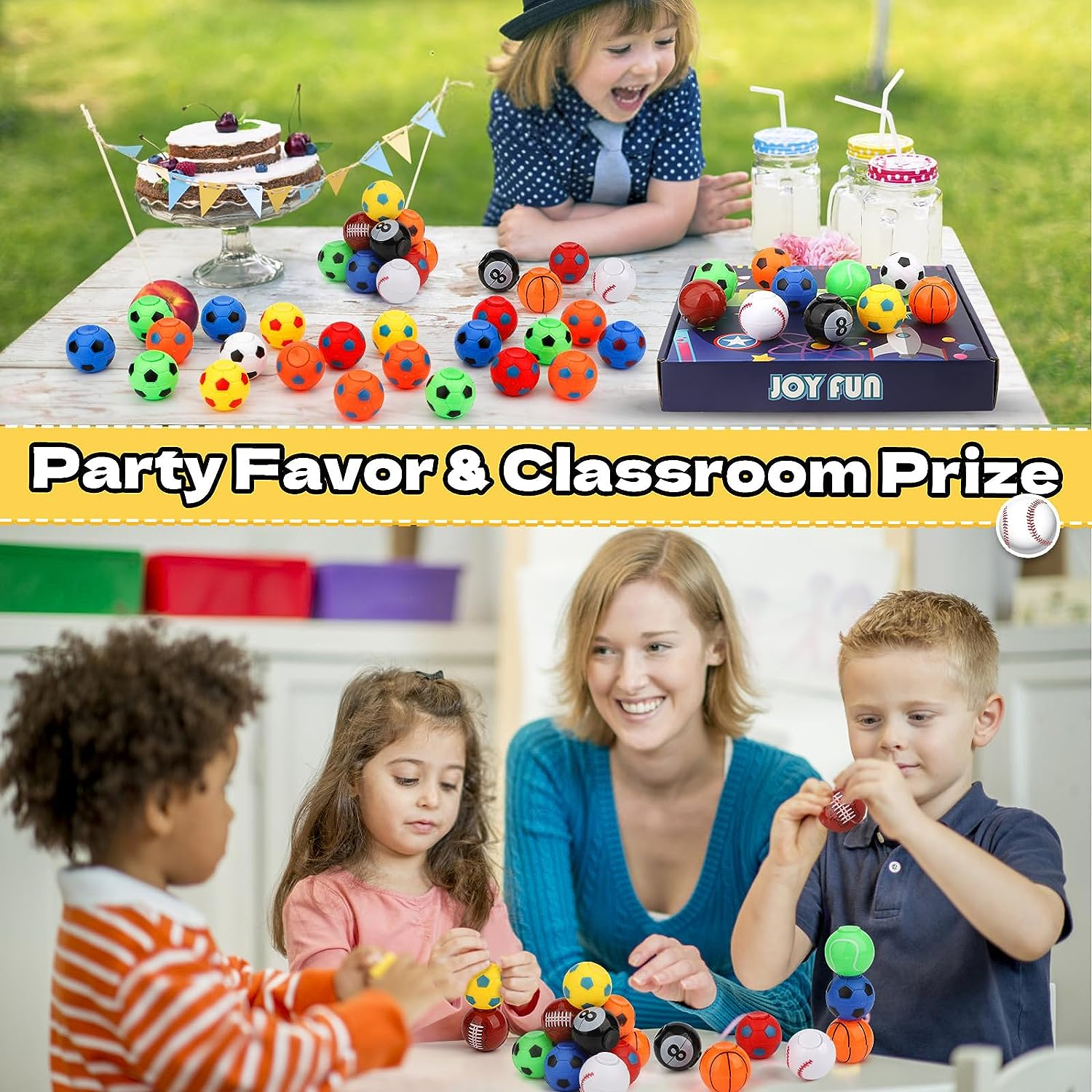 Soccer Party Favors for Kids 4-8 8-12, 36 Pack Fidget Spinner Basketball Balls Goodie Bag Stuffers Treasure Box Toys for Classroom Return Gifts for Kids Easter Party Favors Supplies image number 6
