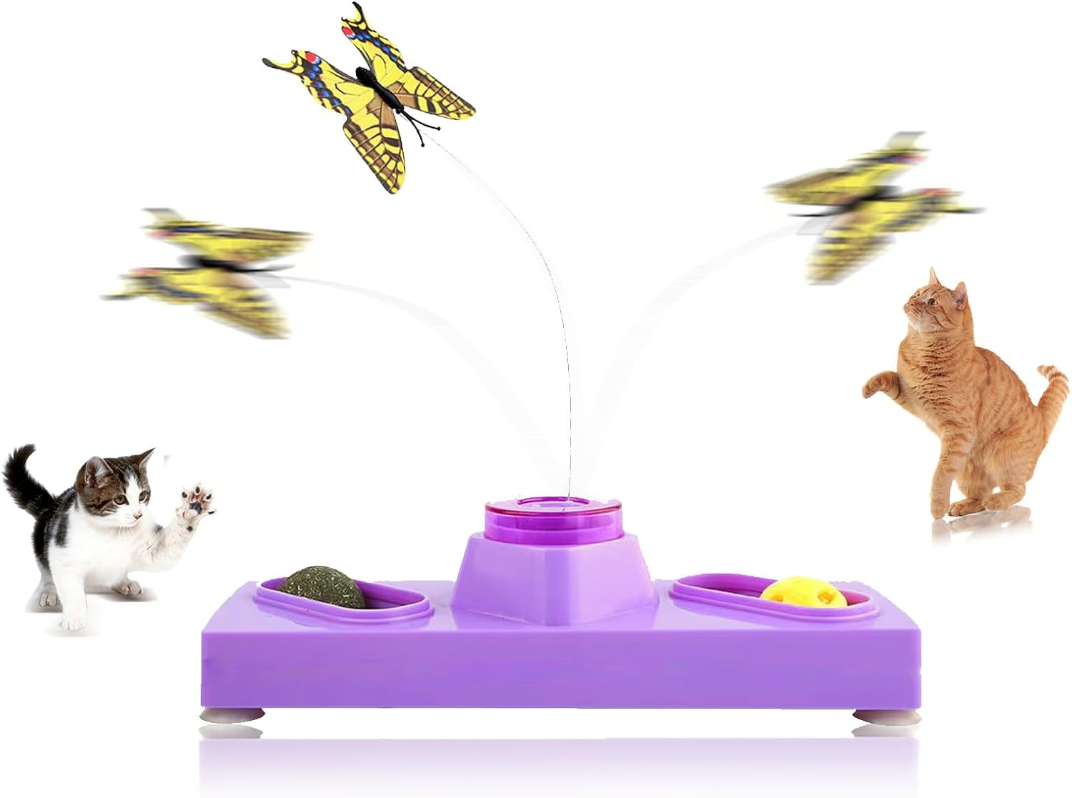 Cat Toys 3 in 1 Interactive Cat Toys for Indoor Cats - with Interactive Butterfly Flutter,Track Balls and Catnip image number 2