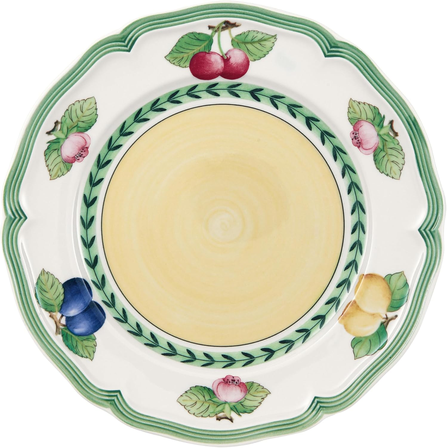 Villeroy & Boch - French Garden Fleurence Breakfast Plate, round Plate in Premium Porcelain with Summery Fruit Motifs, Country Style, 21 Cm